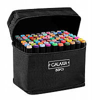 Фломастери Galaxia 80 шт маркери 80 шт. двосторонні Pro + сумка.