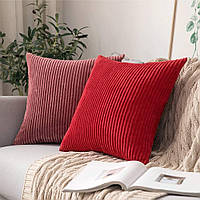 М'які вельветові чохли для подушок Наволочки декоративні рожево-коричневий 45х45 см поліестер комплект х2