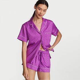 Піжама The Satin Short Pajama Set Electric Violet Size M