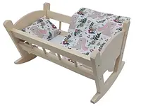 Дерев'яна колиска для ляльки Baby Cradle + постільна білизна.