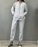 Женский спортивный костюм брюки на манжете кофта на молнии с карманами арт. 1115 Серый, 42/46