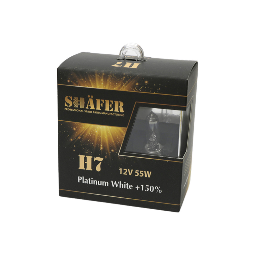 Автолампа галогенова SHAFER H7 12 V55 W Platinum White +150% (комплект, картонний бокс 2 шт.) SL3007P