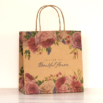 Пакет з крафту 21.5х22х11 см, № 181 Квіти
