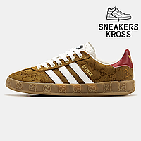 Жіночі кросівки Adidas Gazelle x Gucci Brown White, Кросівки Адідас Газелі, Adidas originals gazelle