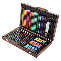 Подарунковий художній набір для малювання Care Life в дерев’яному кейсі (80 предметів)
