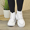Черевики жіночі шкіряні на шнурівці, білий колір, фото 3