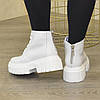 Черевики жіночі шкіряні на шнурівці, білий колір, фото 4