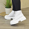 Черевики жіночі шкіряні на шнурівці, білий колір, фото 5