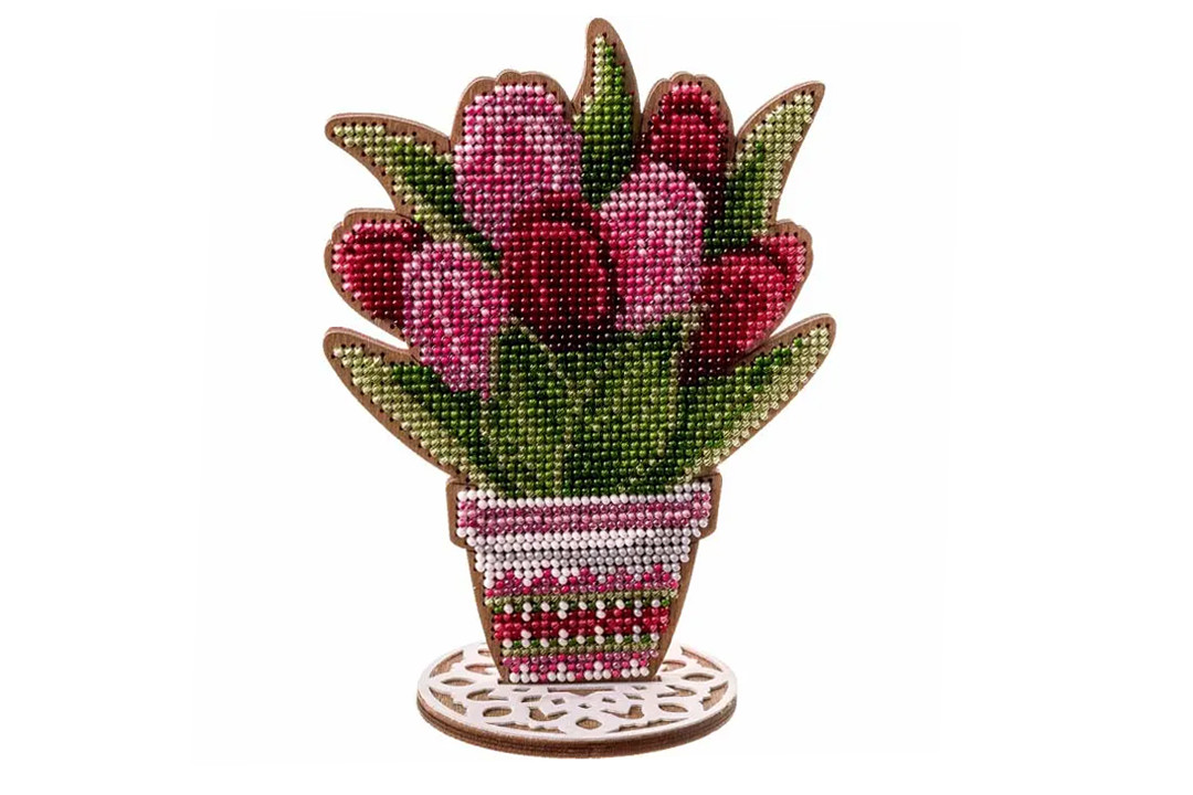 Набір для вишивання бісером для дерева "Тюльпани", FLK-194, 11*15 см, Wonderland Crafts, фото 1