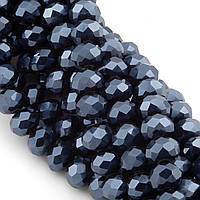 Бусины Swarovski огранка рондель, размер 8х6мм, 42см (+-65шт.), цвет Синий темный металлик