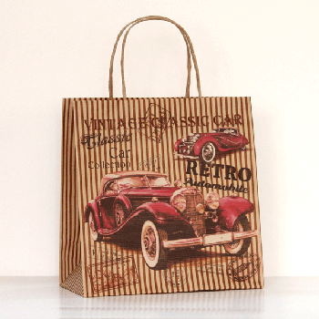 Пакет з крафту 21.5х22х11 см, № 183 Ретроавто