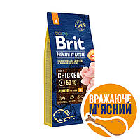 Корм Brit Premium сухой для щенков и молодых собак средних пород 10-25кг Брит Премиум Дог Джуниор М с курицей