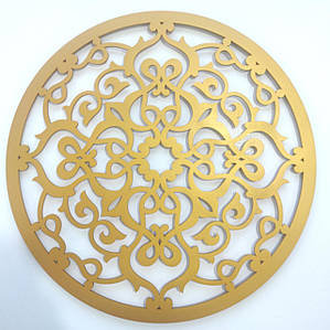 Панно 3D декоративне з об'ємом 15 мм для стін, Візерунок 60 х 60 см золото