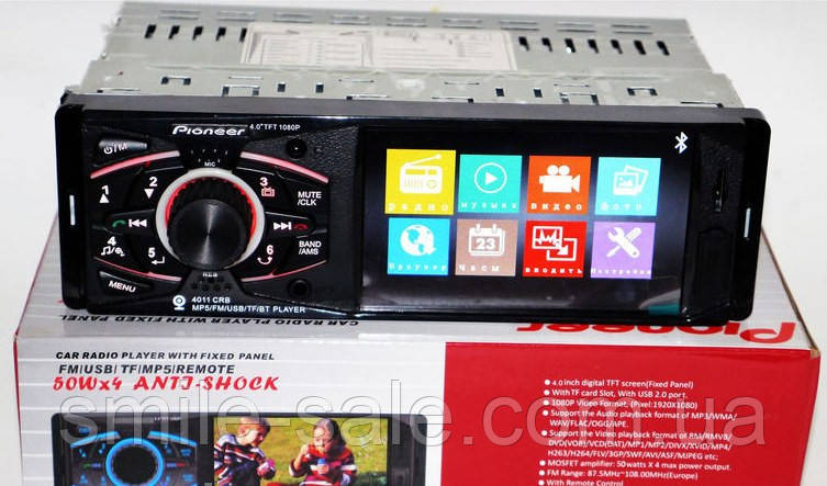 Класна магнітола Pioneer 4011CRB з Екраном 4", Відео, Aux, Bluetooth, USB, AV-in!+ ПУЛЬТ НА РУЛЬ!