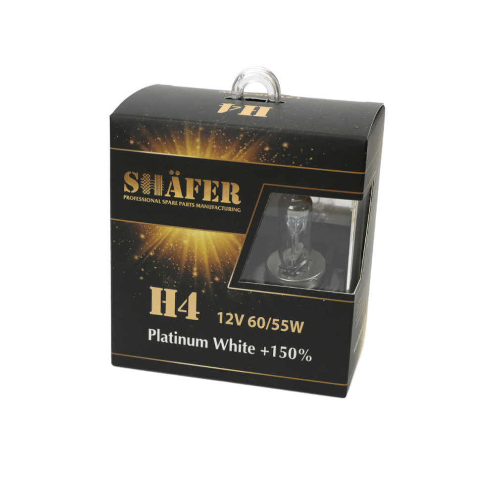 Автолампа галогенова SHAFER H4 12V60/55W Platinum White +150% (комплект, картонний бокс 2 шт.) SL3004P