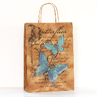 Пакет з крафту 24х34х9 см, № 185 Блакитні метелики