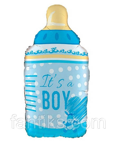 Велика фольгована куля "Пляшечка - It`s a boy!" 39 х 70 см, фото 1