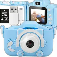 Дитяча цифрова фотокамера Cat_camera 5 Mpx синє кошеня + карта 4 гб.
