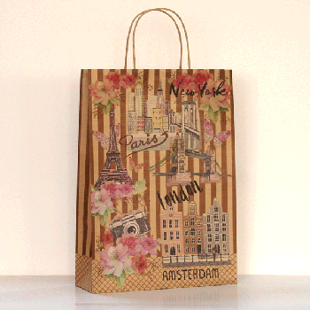 Пакет з крафту 24х34х9 см, № 186 Подорож столицями