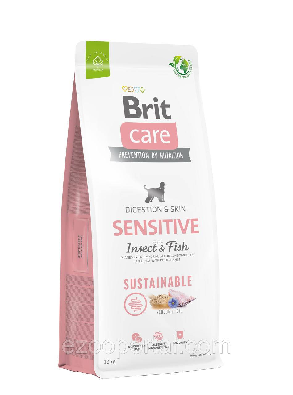 Brit Care Dog Sustainable Sensitive сухий корм для собак з чутливим травленням з рибою та комахами 12кг