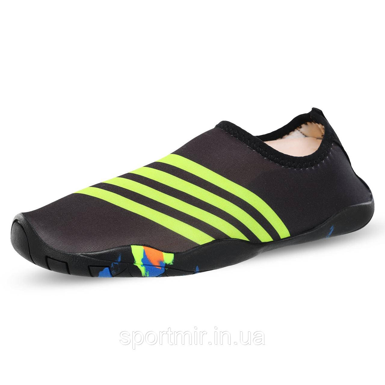 Взуття для пляжу та коралів SP-Sport ZS002-19 Аквашузи розмір 36-45 чорний-салатовий, фото 1