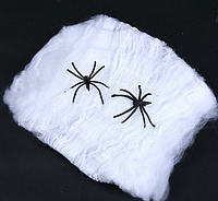 Хэллоуин! Искусственная Паутина 100х150 см с пауками для Декора, Белая