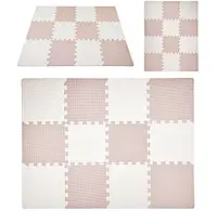 Килимок Eva Foam Puzzle Thick дитячий на підлогу 120x90 12 шт Ikido Eva-if30-12-beige.