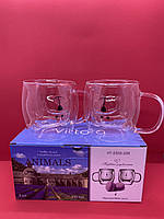 Чашки з подвійними стінками Ведмедик Animals 250 мл 2шт Ardesto (AR2625GHA)