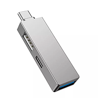 Переходник WIWU T02 Pro 3в1 Type-C to USB3.0+USB2.0+USB-C внешний адаптер USB хаб концентратор для ноутбука