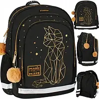 Рюкзак шкільний Starpak 23 л для дівчинки Black Gold Cat Kitten 507689.