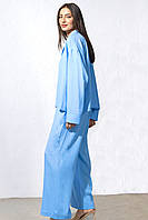 Лляний штанний костюм колір блакитний, розмір 50-52