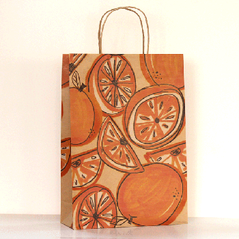 Пакет з крафту 24х34х9 см, № 188 Апельсины