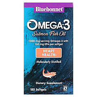 Натуральная Омега-3 из Лососевого Жира, Bluebonnet Nutrition, 180 желатиновых капсул