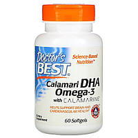 DHA (докозагексаеновая кислота) Глубоководный 500мг, Calamarine, Doctor's Best, 60 желатиновых капсул