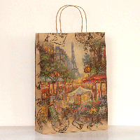 Пакет з крафту 24х34х9 см, №189 Paris