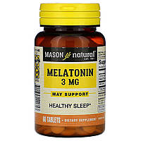 Мелатонин 3 мг, Melatonin, Mason Natural, 60 таблеток