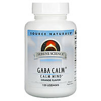 GABA (гамма-аминомасляная кислота) Calm , Вкус Апельсина, Serene Science, Source Naturals, 120 таблеток для