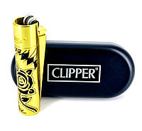 Зажигалка Clipper металл с рисунком Подарочная