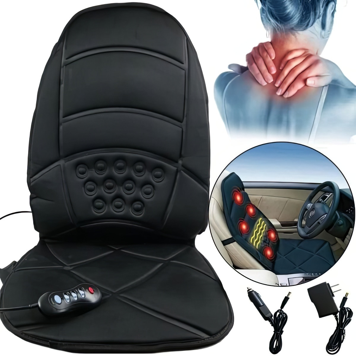 Масажна накидка на сидіння в автомобіль Seat Topper Massage jb-100c, масажна накидка на сидіння авто (ST)