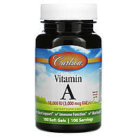 Витамин А, 10000 МЕ, Vitamin A, Carlson, 100 желатиновых капсул