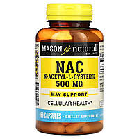 NAC N-ацетил L-цистеин, 500 мг, N-Acetyl L-Cysteine, Mason Natural, 60 капсул