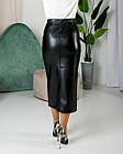 Жіноча спідниця Вів'єн чорна, демісезонна спідниця з еко-шкіри на замші, фото 5