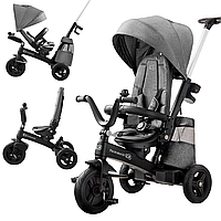 Велосипед детский трехколёсный с ручкой 5в1 Kinderkraft EASYTWIST Platinum Grey для мальчика