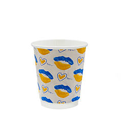 Стакан паперовий щільний одноразовий для напоїв 300 мл. 250 ЄВРО подвійний «Поцілунок» Ø80мм