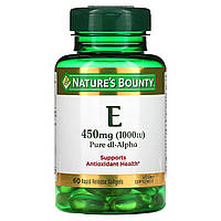 Витамин E быстрого высвобождения, 1000 МЕ, 450 мг, Vitamin E, Nature's Bounty, 60 гелевых капсул