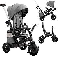 Триколісний велосипед коляска з ручкою складаний 5в1 Kinderkraft EASYTWIST Platinum Grey, Дитячі велосипеди