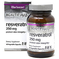 Ресвератрол 250 мг, Beautiful Ally, Bluebonnet Nutrition, Resveratrol 250 мg, 60 растительных капсул