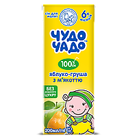 Сік Чудо-чадо Яблучно-грушовий з м'якоттю стерилізований без цукру, 200 мл