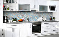 Наклейка на скинали Zatarga на кухню «Голубой мрамор» 600х2500 мм виниловая 3Д наклейка кухон GR, код: 6512580