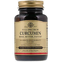 Куркумин, Full Spectrum Curcumin, Solgar, 30 желатиновых капсул с жидким экстрактом